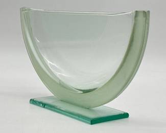 Modernist slender half moon glass vase