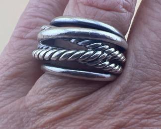 David Yurman sterling wide multi band ring