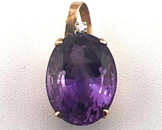14kt amethyst, diamond pendant