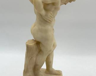 Carved alabaster and marble male figural lamp