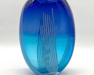 Blue art glass vase