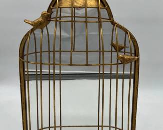 Gilded metal bird cage mirror