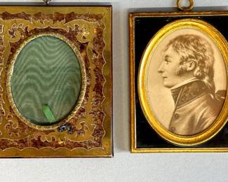 Christian Dior marquetry frame, portrait of German baron