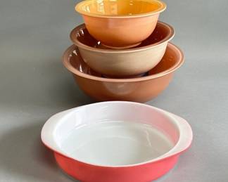 PYREX mixing bowls, gratin dish