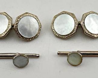 Vintage mother of pearl cuff links, studs