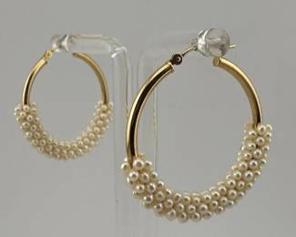 14kt pearl wrapped hoops
