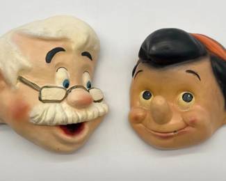 Vintage collectible 1950’s Walt Disney Pinocchio, Geppetto string holder