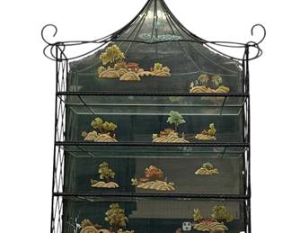 Vintage Pagoda style tole wall hung shelf