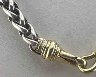 David Yurman sterling, 14kt thick wheat chain necklace