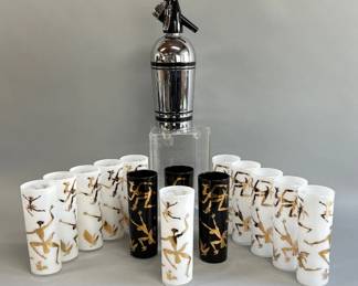 Vintage Collins glasses, siphon