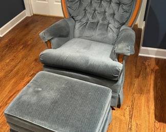 Vintage Rocking Swivel Chair w Ottoman