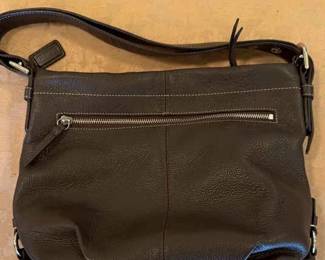 Near Perfect Coach Brown Pebble Leather Duffle Shoulder Purse