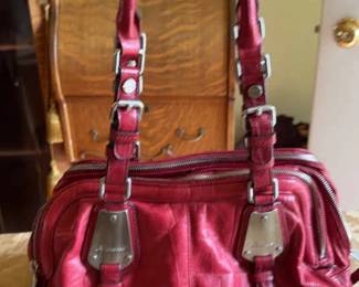 Near Perfect B. Makowsky Vintage Red Leather Satchel Large Hobo Handbag