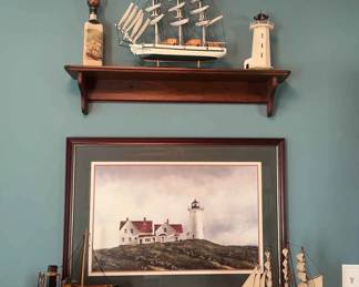 6 Piece Wooden Model Sailing Fishing Boats and Nautical Decor
