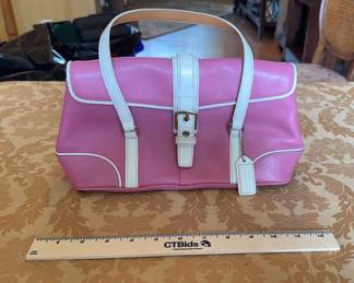 Like New Vintage Pink and White Hampton Flap Satchel