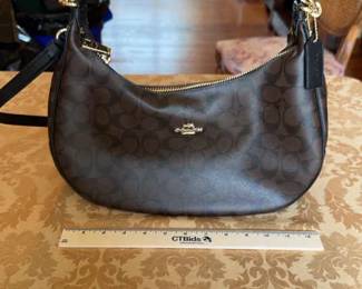 Like New Coach Brown Black Signature Harley Hobo