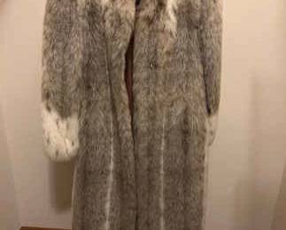 Vintage Full Length Faux Fur Coat Small