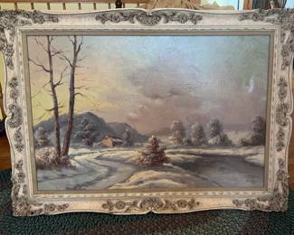 R. Lester Original Vintage Landscape Oil Painting Framed and Signed
