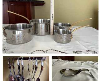 4 Piece Vintage Stainless Steel Copper Saucepans 10 Piece Stainless Steel Utensil
