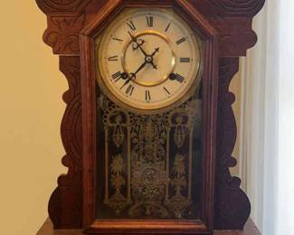 Wooden Mantle Clock, Original Key and Pendulum