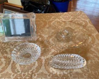 Waterford Crystal Picture Frame, Crystal Serving Dish, Crystal Butter Dish and Bowl