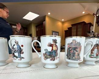 12 1981 Normal Rockwell Porcelain Mugs Making Friends