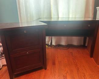 4ft x 2ft Cherry Finish Writing Desk w Matching File Cabinet