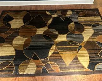 88 x 63 Tan Brown Geometric Pattern Rug