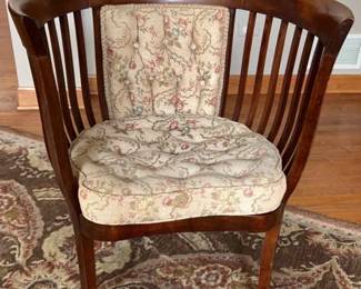 Antique Edwardian Barrel Back Wheeled Chair