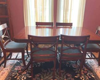 Vintage Mid Century Modern Walnut Dining Room Table w 6 Chairs 2 Leafs