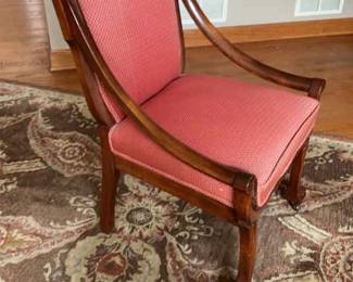 Antique Victorian Parlor Chair w Front Wheels