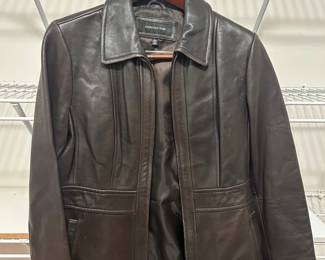 Jones New York Brown Leather Jacket Womens Large