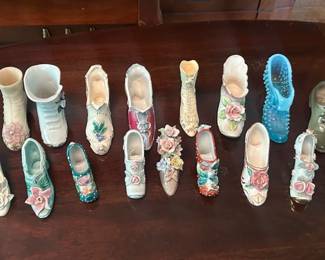 22 Vintage Miniature Porcelain Glass Shoes