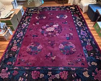 Antique hand knotted wool rug - purchased in San Francisco in 1930 and has been in the family since. Art deco style. 10’ x 13’