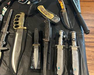 Knives, brass knuckles, weapons