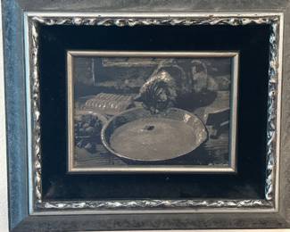 Etched metal art, custom framed