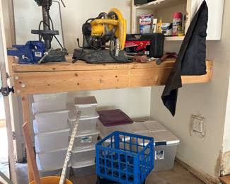 Drill press, saw, anvil