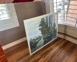 Original watercolor, custom framed in large, mirrored display