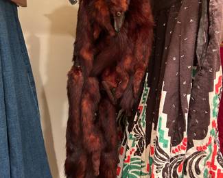 Mink stole, Mexican Aztec skirt