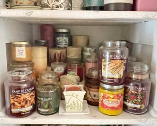 So Many Candles...
Yankee Candle's, votives, pillar candles, taper candles, candle trays, and more Candles
Vintage potpourri steamer.
Decorative metal candle covers