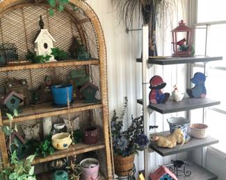 Potted plants, pots, shelves, Knick knacks