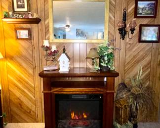 Electric Fireplace Flame & Heat in Mahogany finish