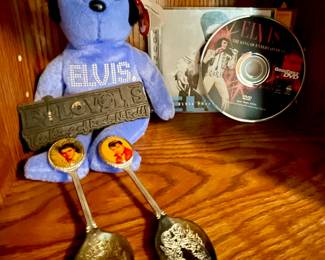 Large Elvis Presley collectible collection
Elvis collector spoons Elvis Ty Bear
Elvis CDs