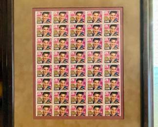 Framed Elvis Stamps with suede double mat