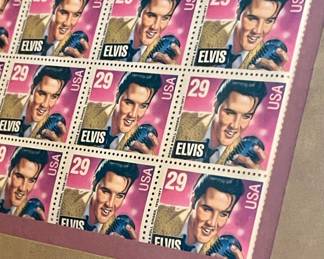 Detail pic, Framed Elvis Stamps with suede double mat