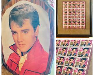 Large Elvis Presley collectible collection
Vintage Elvis decoupage on wood plaque
Framed Elvis Stamps with suede double mat