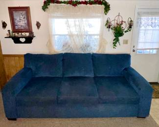 Beautiful Blue Chenille Sofa and Loveseat