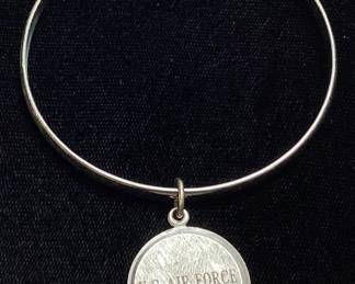 WELLS STERLING SILVER U.S. AIR FORCE CHARM BANGLE BRACELET