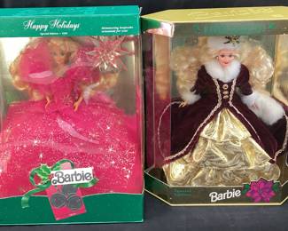 1990 & 1996 HAPPY HOLIDAYS BARBIES, SPECIAL EDITION, NIB