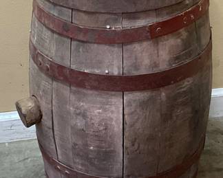 OAK WHISKEY BARREL w BUNG PLUG, 22in H NO SHIPPING PICKUP ONLY